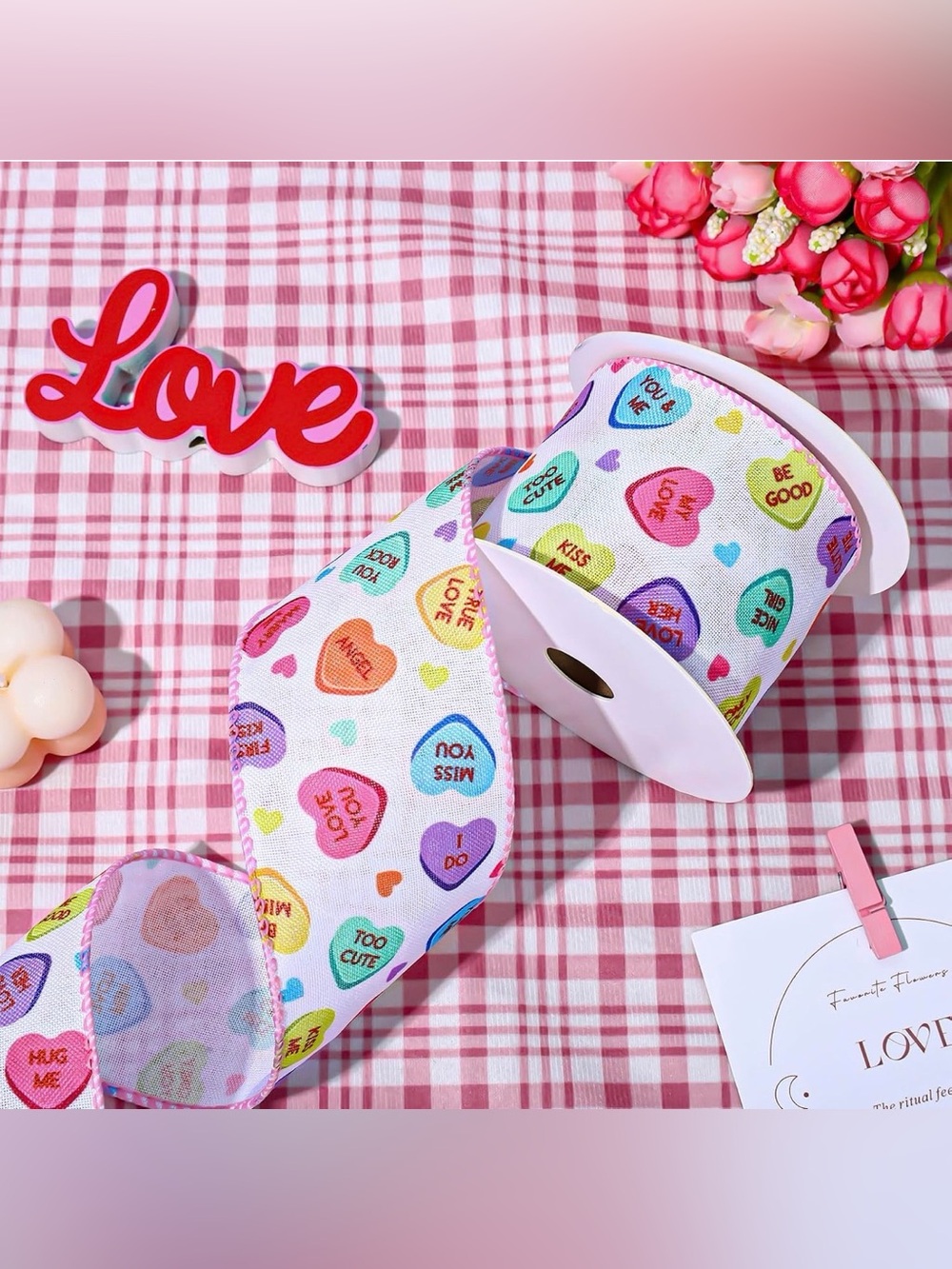 NWT 2 Rolls 20 YARDS Total 🩷❤️💛Valentine's Conversation Heart Ribbon